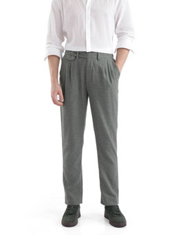 Rare Rabbit - Kaino Dark Green Plain Regular Fit Trouser