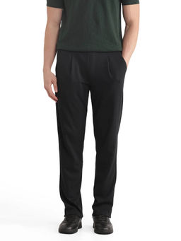 Rare Rabbit - Kelo Black Plain Regular Fit Trouser