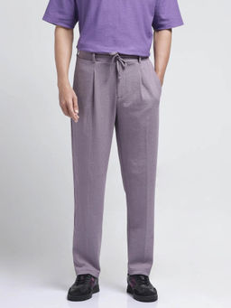 Rare Rabbit - Keloe Dusky Purple Plain Baggy Fit Trouser