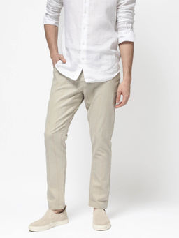Rare Rabbit - Lanac Beige Striped Regular Fit Trouser