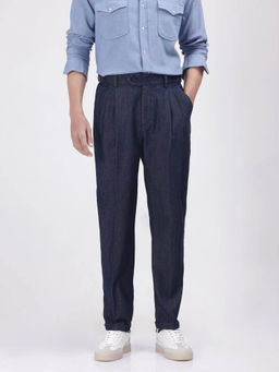 Rare Rabbit - Leni Navy Blue Plain Baggy Fit Trouser