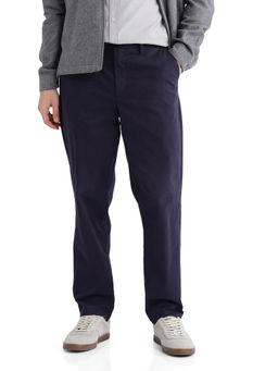 Rare Rabbit - Lubeck Navy Blue Plain Relaxed Fit Trouser