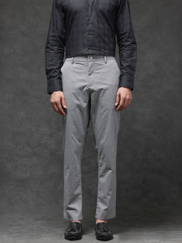 Rare Rabbit - Micra-1 Grey Checked Regular Fit Trouser