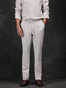 Rare Rabbit - Morst Off White Checked Relaxed Fit Trouser