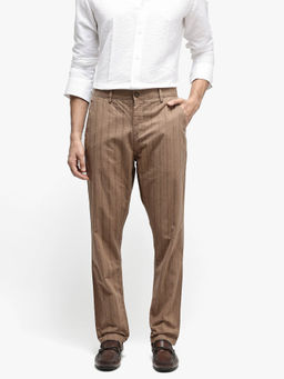 Rare Rabbit - Murray Brown Striped Regular Fit Trouser
