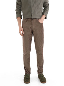 Rare Rabbit - Nahor Brown Plain Regular Fit Trouser