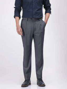 Rare Rabbit - Naji Blue Plain Relaxed Fit Trouser
