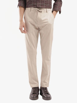 Rare Rabbit - Nelo Beige Striped Regular Fit Trouser