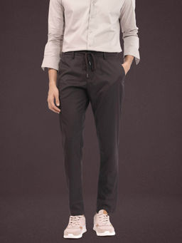 Rare Rabbit - Nimb Dark Brown Plain Regular Fit Trouser