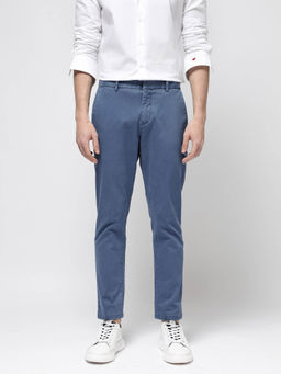 Rare Rabbit - Orany Blue Plain Regular Fit Trouser