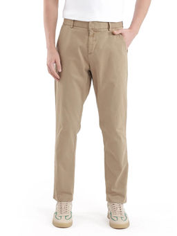 Rare Rabbit - Orany Beige Plain Regular Fit Trouser