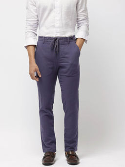 Rare Rabbit - Pastor-2 Dusky Purple Plain Regular Fit Trouser