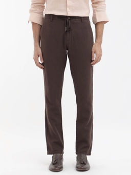 Rare Rabbit - Pastor-2 Brown Plain Regular Fit Trouser