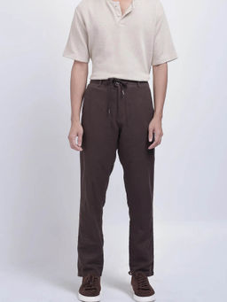 Rare Rabbit - Pastor-25 Brown Plain Regular Fit Trouser