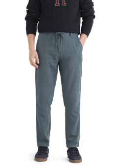 Rare Rabbit - Pastor-25 Teal Plain Regular Fit Trouser