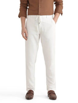 Rare Rabbit - Pastor-25 White Plain Regular Fit Trouser