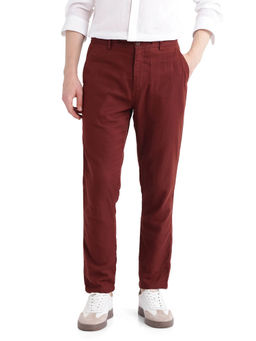 Rare Rabbit - Pastor-3 Red Plain Regular Fit Trouser