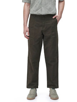 Rare Rabbit - Petro Brown Plain Straight Fit Trouser