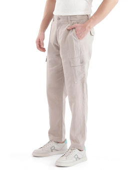 Rare Rabbit - Presso Light Beige Plain Relaxed Fit Trouser