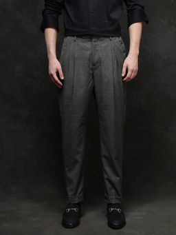 Rare Rabbit - Renot Dark Grey Checked Regular Fit Trouser
