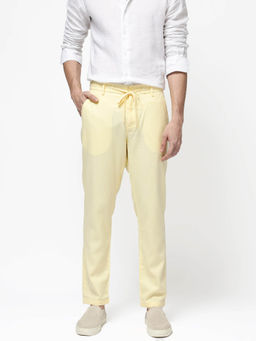 Rare Rabbit - Reric Pastel Yellow Plain Regular Fit Trouser