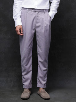 Rare Rabbit - Rhesa Dusky Purple Plain Relaxed Fit Trouser