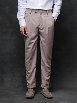 Rare Rabbit - Rhesa Light Brown Plain Relaxed Fit Trouser