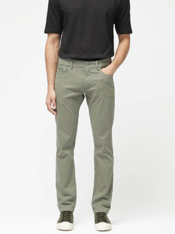 Rare Rabbit - Spoke-24 Pastel Green Plain Regular Fit Trouser