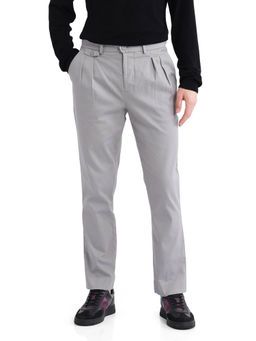 Rare Rabbit - Torro Grey Plain Regular Fit Trouser