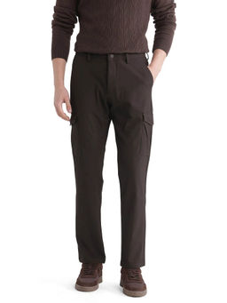 Rare Rabbit - Traco Dark Brown Plain Regular Fit Trouser