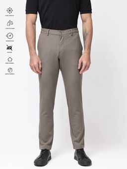 Rare Rabbit - Travel-24 Dark Beige Plain Regular Fit Trouser