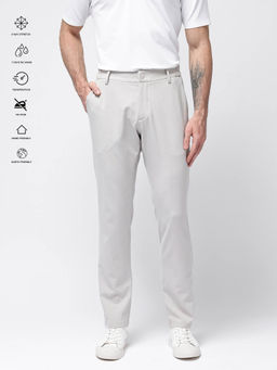 Rare Rabbit - Travel-24 Off White Plain Regular Fit Trouser