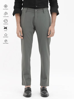 Rare Rabbit - Travel-24 Green Plain Regular Fit Trouser