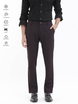 Rare Rabbit - Travel-24 Wine Plain Regular Fit Trouser