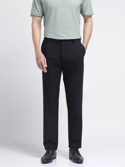 Rare Rabbit - Travel-26R Light Black Plain Regular Fit Trouser