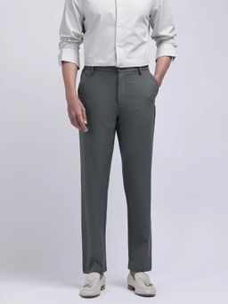 Rare Rabbit - Travel-26R Light Green Plain Regular Fit Trouser