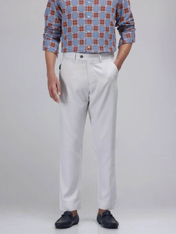 Rare Rabbit - Ugo White Plain Regular Fit Trouser