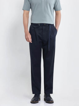 Rare Rabbit - Yocko Navy Blue Plain Baggy Fit Trouser