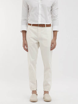 Rare Rabbit - Zade White Plain Regular Fit Trouser