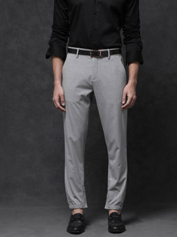 Rare Rabbit - Zader Grey Checked Regular Fit Trouser