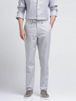 Rare Rabbit - Zimba Grey Striped Straight Fit Trouser