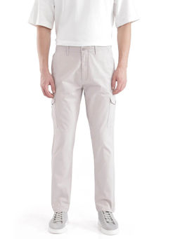 Rare Rabbit - Zipe Off White Plain Regular Fit Trouser