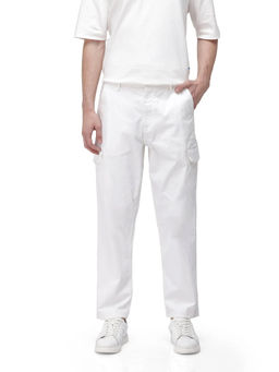 Rare Rabbit - Zipo White Plain Regular Fit Trouser
