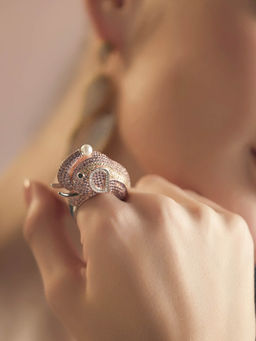 Shaze - Infinity Tusks Three Tone Rings Rhodium-Plated Jewellery