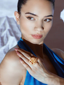 Shaze - Stellar Petal Three Tone Rings Rhodium-Plated Jewellery