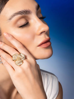 Shaze - Snow Gem Three Tone Rings Rhodium-Plated Jewellery