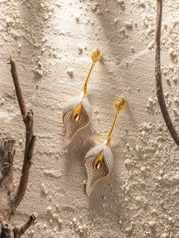 Shaze - Neptune's Garden Three Tone Danglers Earrings Rhodium-Plated Jewellery (L)