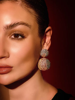 Shaze - Glacier Gleams Three Tone Danglers Earrings Rhodium-Plated Jewellery (L)