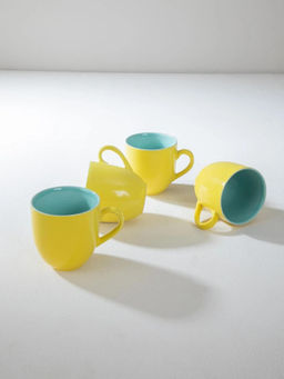 Freedom Tree - Solid Hand Painted Mustard & Mint Baga Mug (Pack of 4)