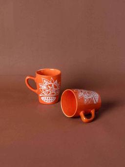 Freedom Tree - Ray Hand Painted Orange Coffee Mug (Pack of 2)